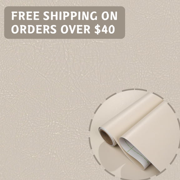Beige Faux Leather Texture PVC Peel-and-Stick Wallpaper Self-Adhesive, Waterproof & Easy-Clean Vinyl Roll -Removable Luxe Accent Wall & Furniture Makeover for Living Room, Bedroom & Office