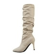 thumbnail image 1 of Beige Female High Heel Boot Comfy Footwear With Soft Sole For Outdoor And Casual Use Perfect For Walking And Relaxation, 1 of 9