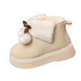 thumbnail image 1 of Beige Females Fashionable Winter Thick Bottomed Round Toe Boots With Warm Ball Short Tube Student Style Ideal For Casual Wear, 1 of 9