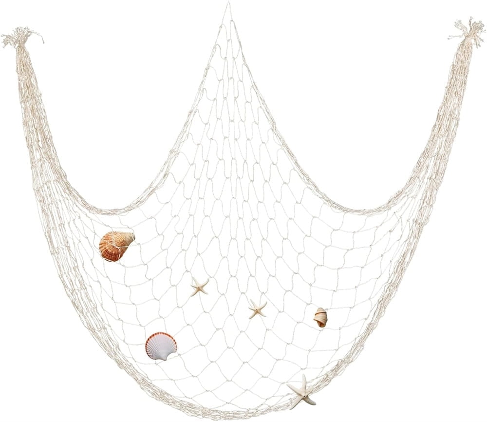 Beige Fish Net Decorations,Mediterranean Style Wall Background Pendant ...