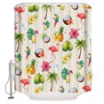thumbnail image 1 of Beige Flamingos Bathroom Shower Curtains with 12 Hooks Polyester Waterproof Shower Curtain for Stalls and Bathtubs Tropical Summer Botanical Fruits Rustic Decorative Bathroom Curtain 72x72 Inches, 1 of 9