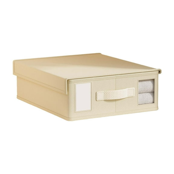 Beige Flat Sheet Organizer Storage Foldable Linen Closet Sheet Set Folder With Window Non-Woven Fabric Beige Color For Bedding Storage Flat Sheet Organizer