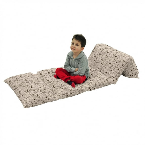 Beige Floor Pillow Lounger Cover, Contemporary Illustration of Marine Animals in Retro Style Octopus Crab Seahorse Art, Nap Mat Printed Fabric Case for 5 Pillows, 88" x 36", Beige Brown, by Ambesonne