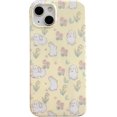 thumbnail image 1 of Beige Floral Bunny Phone Case for iPhone 11, Cute Korea 3D Rabbit Flower Cartoon Case for Women Girls, 1 of 12