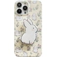 thumbnail image 1 of Beige Floral Bunny Phone Case for iPhone 14 Pro Max, Cute Korea 3D Rabbit Flower Cartoon Case with Rabbit Hold Stand for Women Girls, 1 of 12