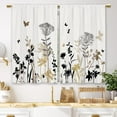 thumbnail image 1 of Beige Floral Kitchen Curtains Boho Flower Botanical Leaves Small Short Cafe Window Curtains Rustic Wildflower Plant Vintage Bathroom Drapes Treatment Tier Curtains 2 Panels (27.5x36 Inch), 1 of 6