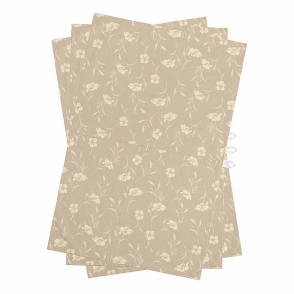 Beige Floral Kitchen Towels Set of 3, Water Absorbent Dish Towel, Vintage Spring Botanical Flowers Decorative Hand Towels - Quick Drying Cloth for Cooking Baking, 18x28 Inch