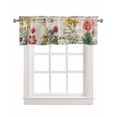thumbnail image 1 of Beige Floral Linen Curtain Valance for Bedroom/Bathroom/Kitchen/Office/Living/Dining Room Window,Vintage Botanical Romantic Shabby Flowers Pocket Topper Drapes Decorative Cafe Drapery Panel 60"x18", 1 of 6