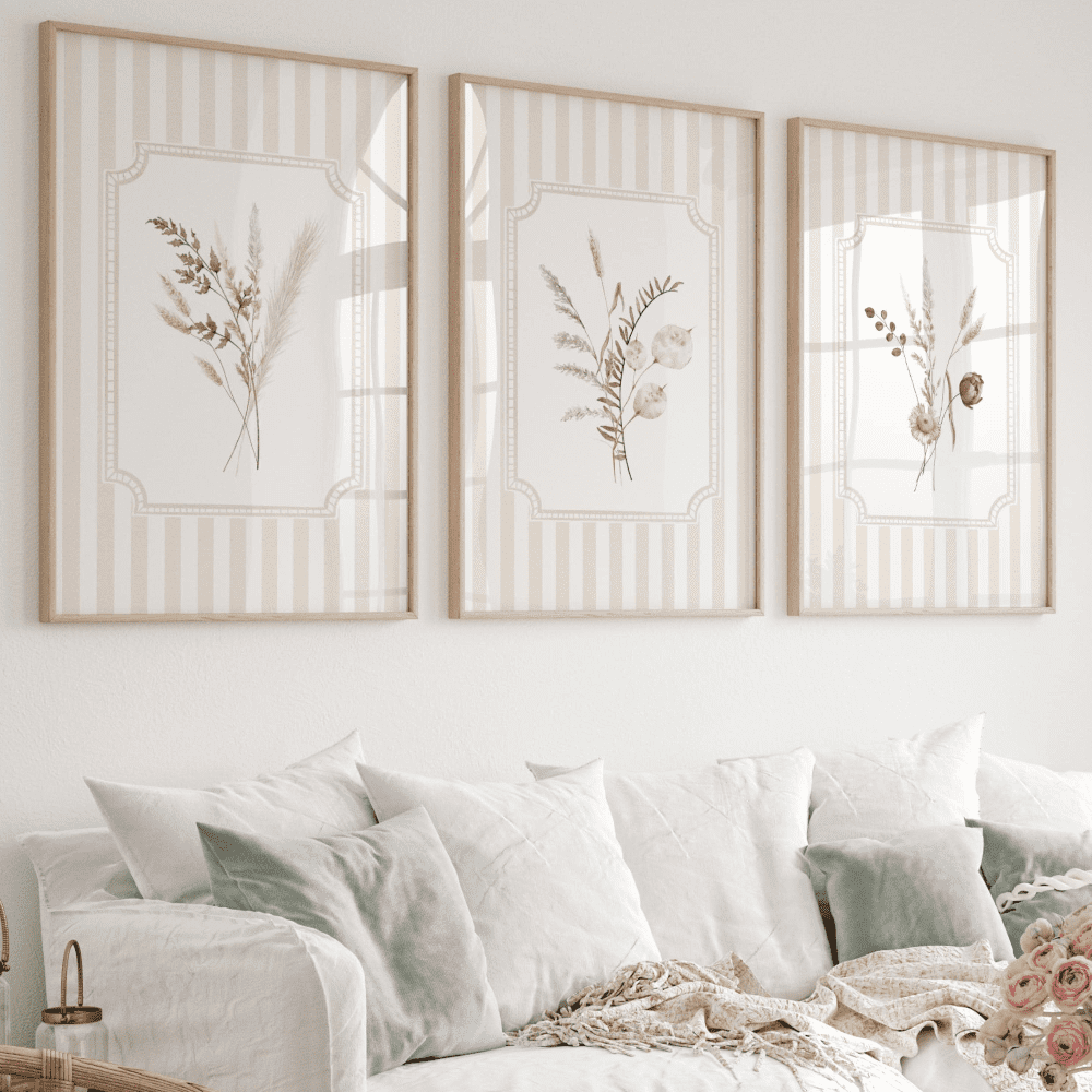 Beige Floral Nursery Botanical Boho Poster Set , Poster Only - Walmart.com