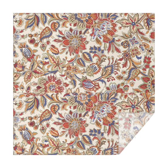 Beige Floral and Paisley Pattern Square Tablecloth,Waterproof Square Table Cover,Wipeable Spillproof Washable Table Cover for Home Kitchen Party Decor 60"x60"(152x152cm)
