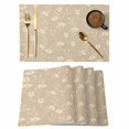 thumbnail image 1 of Beige Floral Placemats Set of 8, Vintage Spring Botanical Flowers Placemats for Dining Table, Place Mats for Kitchen Tabletop, Waterproof Wipeable Dining Table Mats Set, 1 of 9