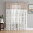 thumbnail image 1 of Beige Floral Sheer Curtains 108 Inch Length 2 Panels Set Window Treatments, Spring Summer Botanical Flowers Rod Pocket Semi Curtains for Living Room/Bedroom/Kitchen Décor, 104"W x 108"L, 1 of 7