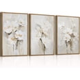 thumbnail image 1 of Beige Floral Wall Art Neutral Flower Wall Decor for Living Room Bedroom Dining Room 16x24 Inch Set of 3, 1 of 7