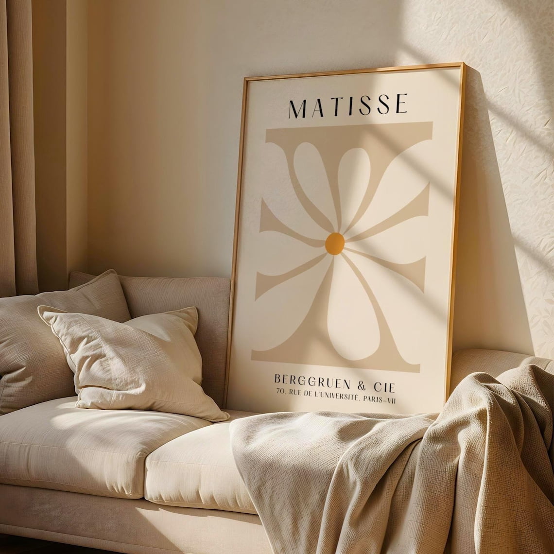 Beige Floral Wall Art Print, Abstract Petal Neutral Decor - Walmart.com