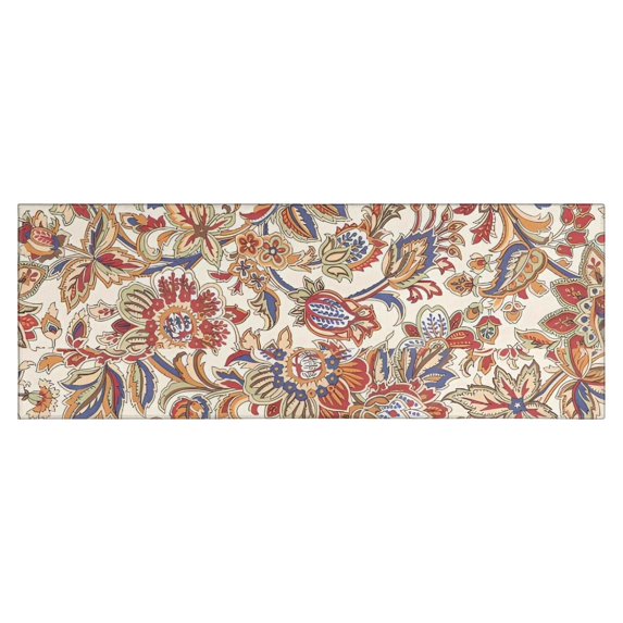 Beige Floral and Paisley Pattern Kitchen Rug Mat,Kitchen Runner Rugs Non Skid Washable,Decorative Kitchen Floor Mats for Kitchen,Sink,Laundry,17"X47"