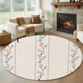 thumbnail image 1 of Beige Flower Branch Round Area Rug 8Ft Washable Large Circle Rugs for Living Room Dorm, Spring Summer Farmhouse Botanical Non-Slip Carpet Floor Mats Indoor Outdoor Carpet Runner Aesthetic Home Decor, 1 of 8