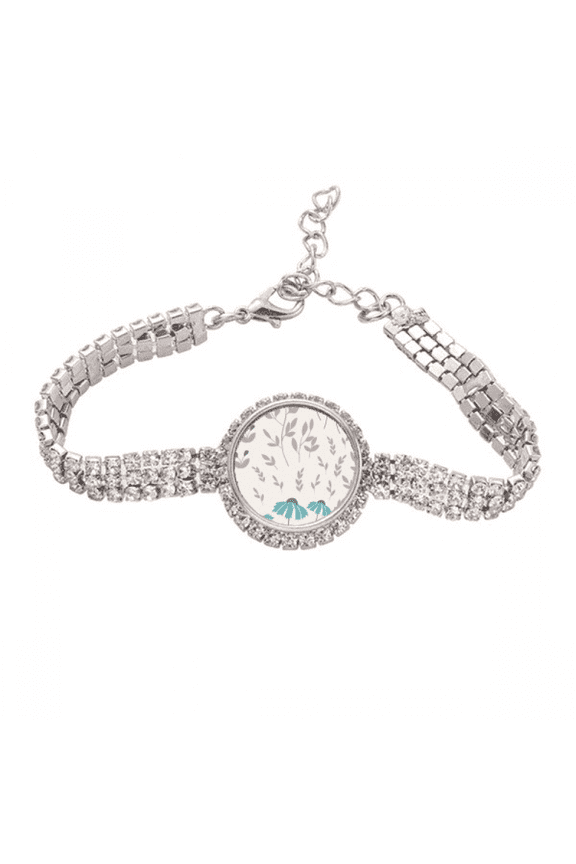 Beige Flower Paint Art Deco Fashion Tennis Chain Anklet Bracelet Diamond Jewelry