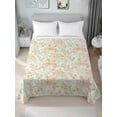 thumbnail image 1 of Beige Flowers King Size Flat Sheet, Wrinkleproof & Fadeproof Cooling Flat Bed Sheet Only, Farmhouse Botanical Floral Green Leaves Breathable Soft Bedding Top Sheets 105 x 98 Inches, 1 of 8