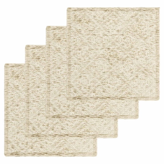 Beige Flowers Kitchen Dish Towels for Drying Dishes Set of 4, Spring Floral Farmhouse Retro Art Waffle Weave Microfiber Hand Tea Bathroom Towels Quick Dry & Absorbent Towel 12x12