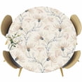 thumbnail image 1 of Beige Flowers Round Tablecloth, Fitted Table Cover with Elastic for 36"-44" Round Tables, Watercolor Farmhouse Botanical Floral Table Cloth Outdoor Indoor Dinning Party Waterproof Tablecloths, 1 of 7