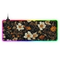thumbnail image 1 of Beige Flowers on Black Background RGB Gaming Mouse Pad Large Keyboard Mat Rubber Base 13 Light Modes, 1 of 6