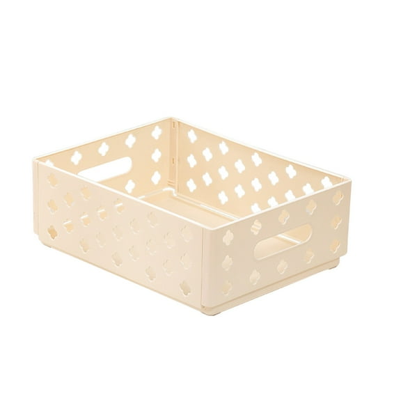 Beige Foldable Multifunctional Storage Box For Home Kitchen Desktop Cabinet Cosmetics 12X9.3X4.5 Inches Plastic Beige 1 Piece Storage Box