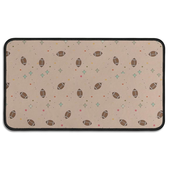 Beige Football and Stars Pattern Door Rugs,Washable Non Slip Door Mats Indoor,Decorative Door Mats,Entry Mat Indoor for Entrance,Bedroom,Kitchen,Bathroom,30"x17"
