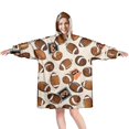 thumbnail image 1 of Beige Footballs and Numbers Pattern Wearable Oversized Blanket,Wearable Blanket Hoodie for Adults,Cozy Hooded Blankets with Super Pockets,Super Warm Fuzzy Pullover for Women & Men, 1 of 6