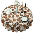thumbnail image 1 of Beige Footballs and Numbers Pattern Round Tablecloth 60"x60",Wrinkle Wipeable Table Cloth for Kitchen Dining Room Picnic Patio Party, 1 of 6