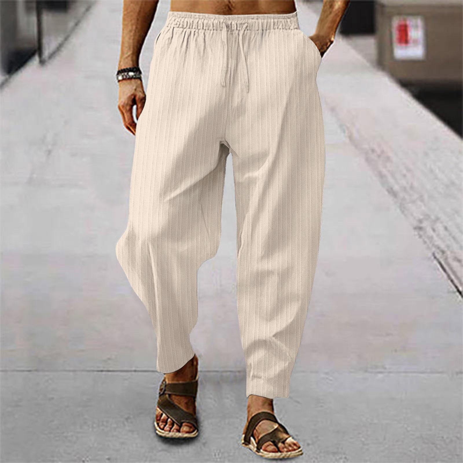 Beige-Formal-Pants-Men-Cotton-