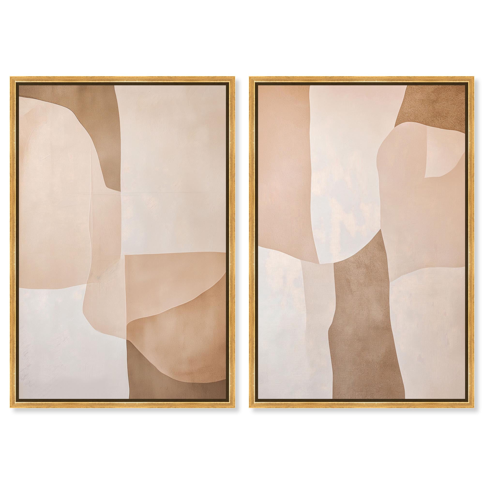 Beige Forms Duo Canvas Print Gold Boho Wall Decor Set by Art Remedy ...