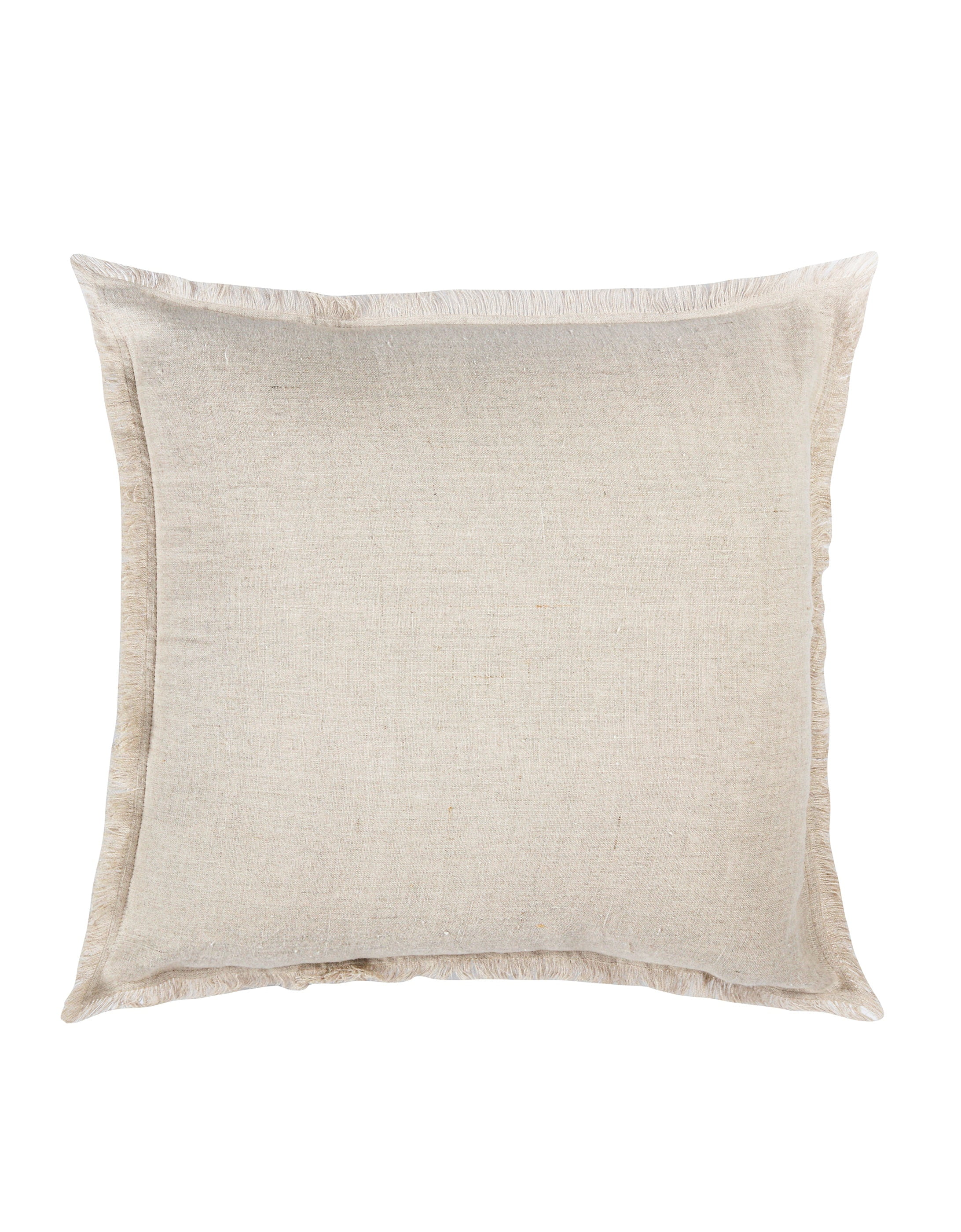 Beige Fringe 20x20 Soft Linen Pillow Cover