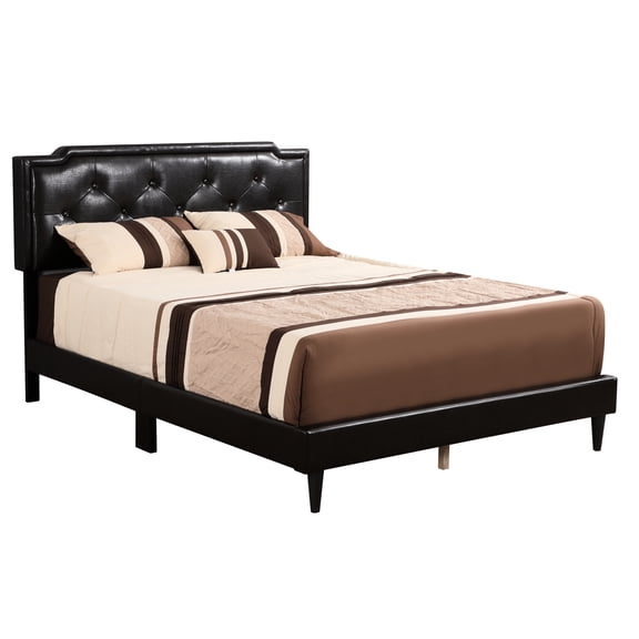 Beige Full Bed For Bedroom Harmony - 81"d X 47"h 57"w, , Easy To Assemble, Warm Cappuccino, Foam Filled, Pu With Build 57"w 47"h, Cappuccino Finish, Beige, Filler,