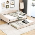 thumbnail image 1 of Beige Full Size Daybed With Upholstered Cover And Twin Trundle - & Eye-catching , Stylish, Space, 1 of 7