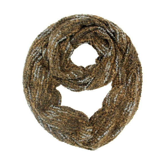 Beige Fuzzy Marled Winter Knit Unisex Infinity Scarf