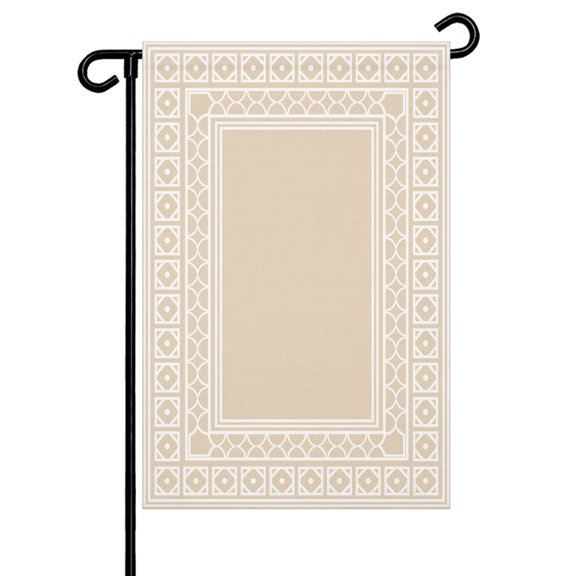 Beige Garden Flag 12x18 Inch Boho Diamond Pattern Border Rustic Southwestern Double Sided Small Decorative Garden Flags for Outside, Outdoor Yard Porch Lawn Decoration