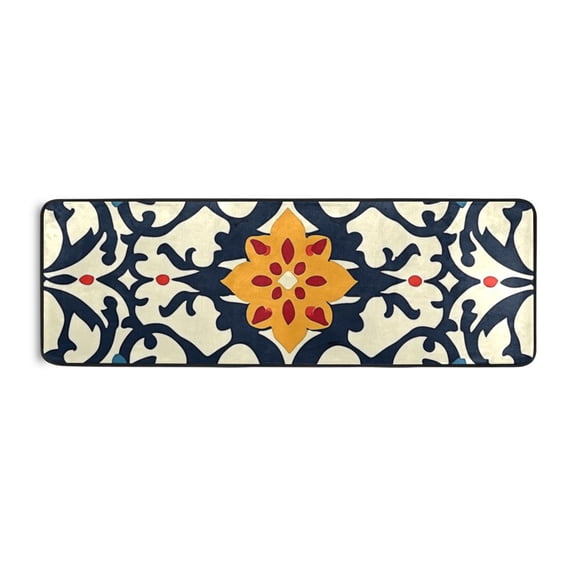 Beige Geometric Art Print Runner Rug for Hallways Kitchen Non Slip 2'x 6' Washable Hall Carpet for Bedroom Entryway Laundry Room