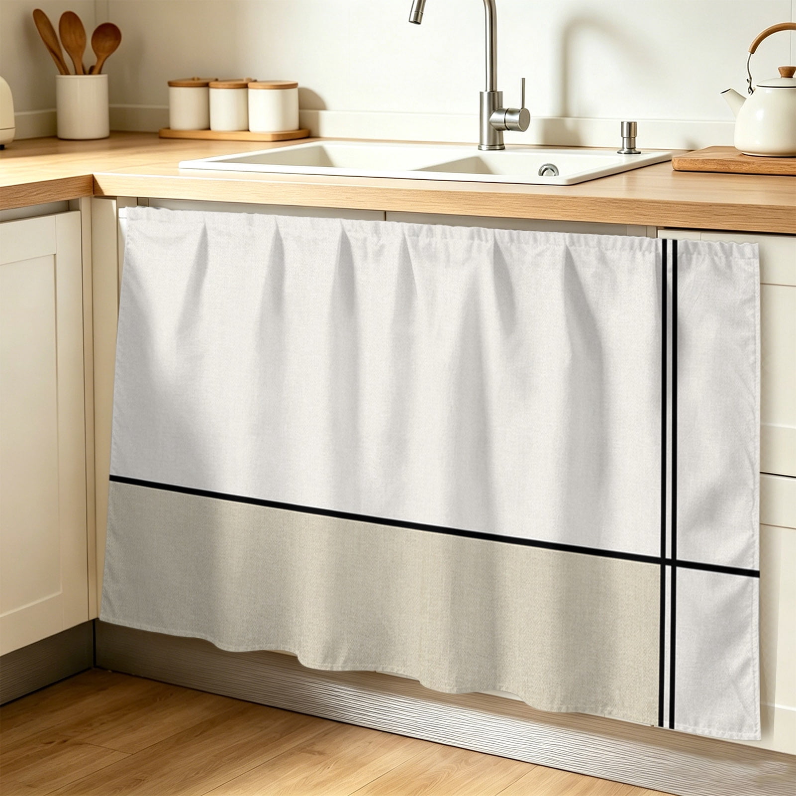 Beige Geometric Cabinet Curtain 32