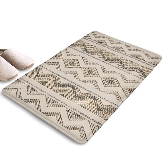 Beige Geometric Chevron Diamond Flannel Non Slip Door Rugs,Washable Door Mats Indoor,Decorative Door Mats,Dirt-Resistant and Absorbent Doormat for Entrance,Bedroom,Kitchen,Bathroom,23.5"x16"