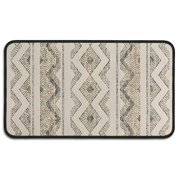 Beige Geometric Chevron Diamond Pattern Door Rugs,Washable Non Slip Door Mats Indoor,Decorative Door Mats,Entry Mat Indoor for Entrance,Bedroom,Kitchen,Bathroom,30"x17"