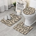 thumbnail image 1 of Beige Geometric Diamond Dot Pattern Bathroom Rugs Sets 3 Piece,Toilet Cover Set,Absorbent Non Slip Bathroom Mats Sets with U-Shaped Contour Rug Toilet Rug Set, 1 of 5