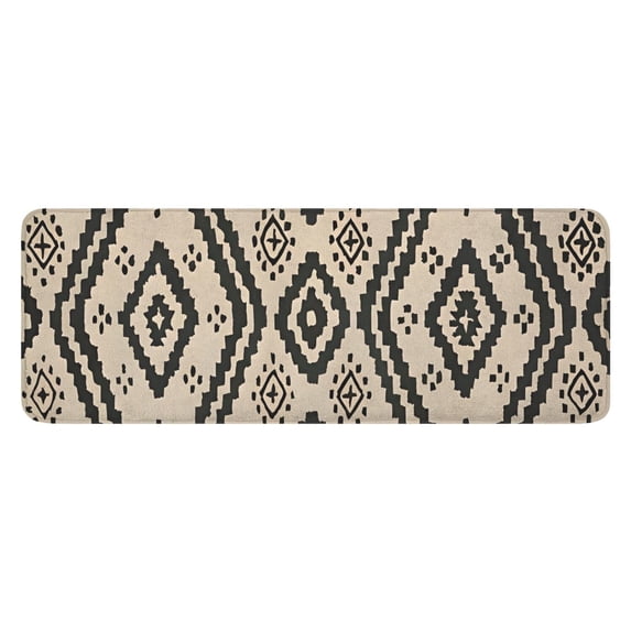 Beige Geometric Diamond Dot Pattern Kitchen Rug Mat,Kitchen Runner Rugs Non Skid Washable,Decorative Kitchen Floor Mats for Kitchen,Sink,Laundry,17"x47.2"