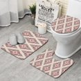 thumbnail image 1 of Beige Geometric Diamond Striped Pattern Bathroom Rugs Sets 3 Piece,Toilet Cover Set,Absorbent Non Slip Bathroom Mats Sets with U-Shaped Contour Rug Toilet Rug Set, 1 of 5