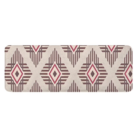 Beige Geometric Diamond Striped Pattern Kitchen Rug Mat,Kitchen Runner Rugs Non Skid Washable,Decorative Kitchen Floor Mats for Kitchen,Sink,Laundry,17"x47.2"