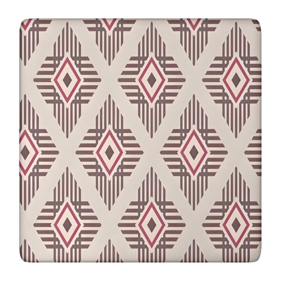 Beige Geometric Diamond Striped Pattern Square Fitted Tablecloth with Elastic Edge,Square Table Cover,Washable Elastic Table Cover for Home Kitchen Party Decor 36"x36"