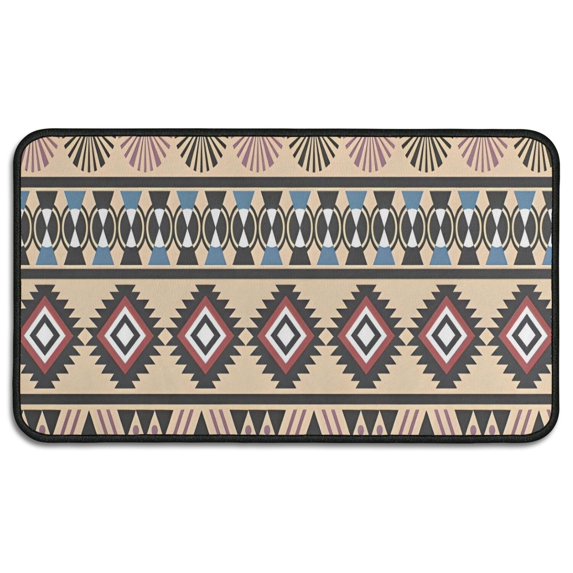 Beige Geometric Diamond Sun Pattern Door Rugs,Washable Non Slip Door Mats Indoor,Decorative Door Mats,Entry Mat Indoor for Entrance,Bedroom,Kitchen,Bathroom,30"x17"
