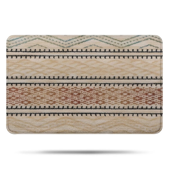 Beige Geometric Diamond Wave Pattern Bathroom Rugs Mat,Non Slip Microfiber Bathroom Rug,Rubber Backing,Soft Bathroom Mats for Bathroom Floor,Tub and Shower,17x27in(43x68cm)