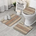 thumbnail image 1 of Beige Geometric Diamond Wave Pattern Bathroom Rugs Sets 3 Piece,Toilet Cover Set,Absorbent Non Slip Bathroom Mats Sets with U-Shaped Contour Rug Toilet Rug Set, 1 of 5
