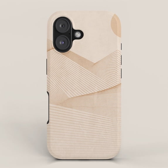 Beige Geometric Line Art Tough Case for Apple iPhone, Polycarbonate ...