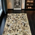 thumbnail image 1 of Beige Geometric Patchwork Cowhide Rug, 1 of 5